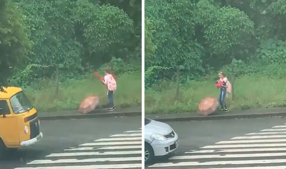 Mientras retornaba a su casa tras salir de su escuela, la menor se percató de la presencia del indefenso animal que no paraba de temblar por el frío. Foto: captura de YouTube