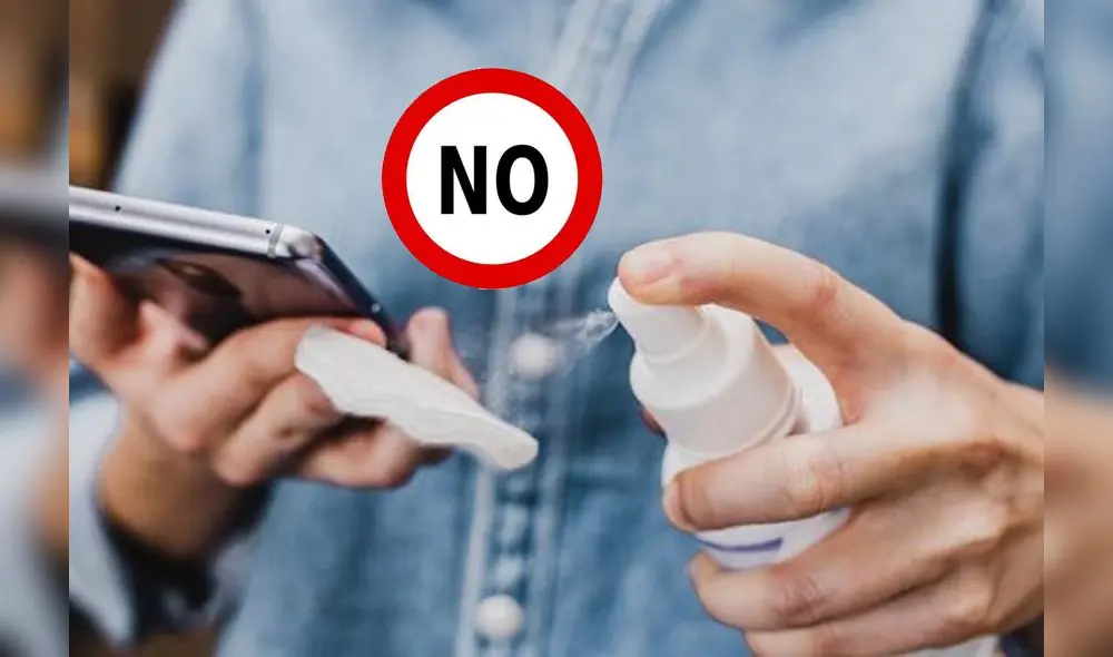 Nunca apliques los líquidos limpiadores directamente a la pantalla del smartphone. Foto: Paréntesis