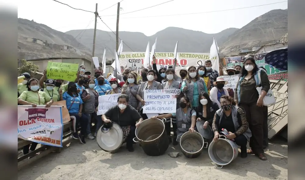 La Red de Ollas Comunes de Lima brindó conferencia de prensa para expresar su pliego de reclamos al Ejecutivo y Congreso. Foto: Antonio Melgarejo/LR