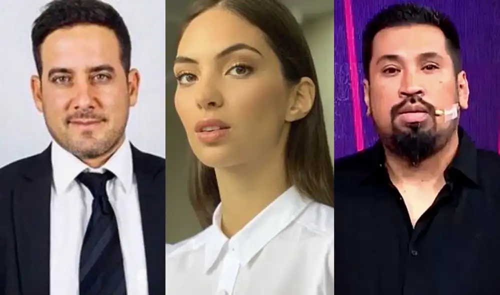 Natalie Vértiz se muestra incómoda al comentar sobre Aldo Miyashiro y Óscar del Portal. Foto: Composición LR / Instagram / América TV.