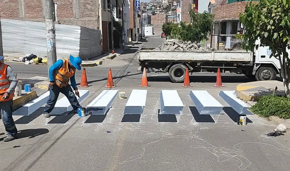 El pintado de este tipo de señalización forma parte de un plan piloto. Foto: Municipalidad de J.L.B. y Rivero El pintado de este tipo de señalización forma parte de un plan piloto. Foto: Municipalidad de J.L.B. y Rivero