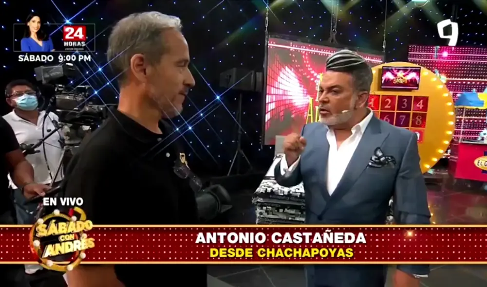 Andrés Hurtado defiende a televidente chachapoyano de su productor. Foto: Panamericana TV.