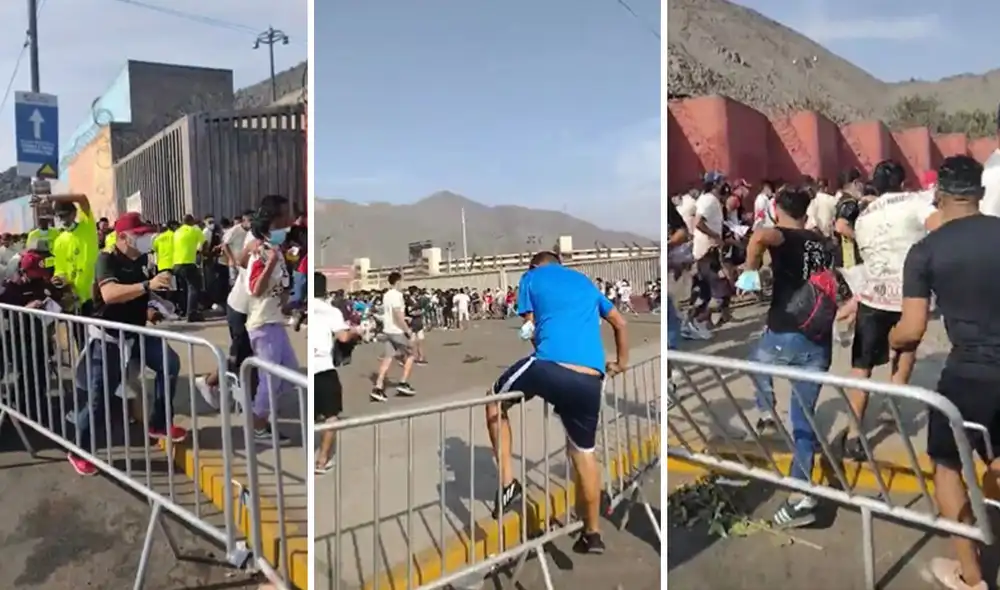 Los hinchas aprovecharon la poca cantidad de efectivos de seguridad para colarse rápidamente en el Estadio Monumental. Foto: captura de Twitter