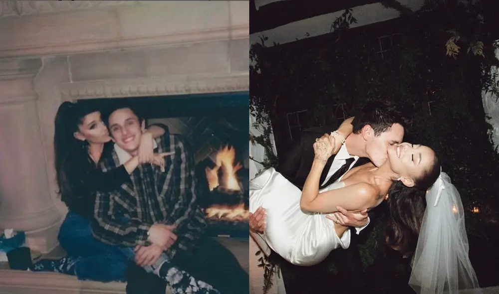 Ariana Grande y su esposo Dalton Gomez. Foto: composición LR/Instagram.