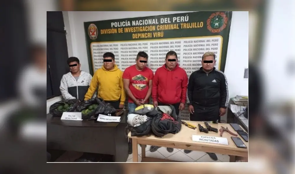 Cinco presuntos delincuentes cayeron en manos de policías de Virú. Foto: PNP Cinco presuntos delincuentes cayeron en manos de policías de Virú. Foto: PNP