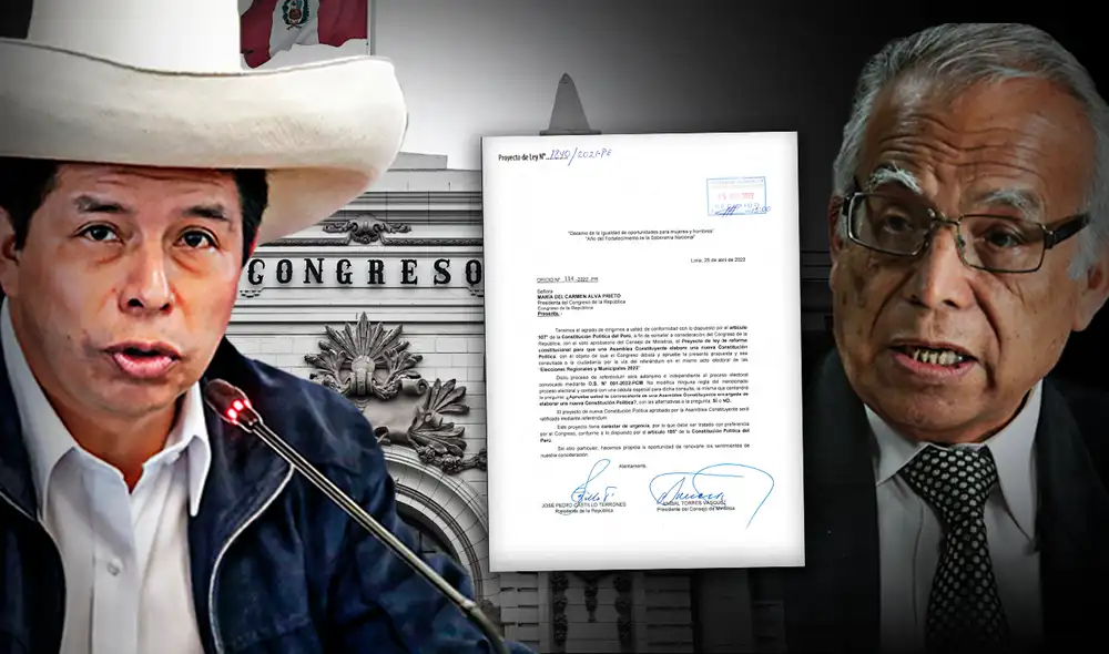 Este lunes 25, el Ejecutivo envió el proyecto del referéndum para la elaboración de una nueva constitución. Foto: diseño de Fabrizio Oviedo / GLR