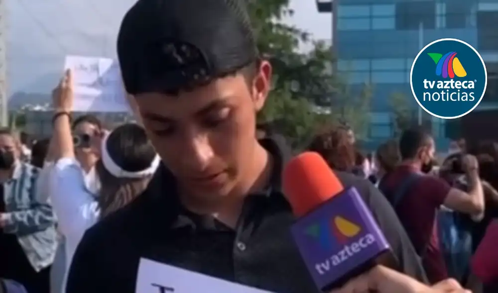 El joven comentó las cualidades de Debanhi Escogar. Él fue parte de las protestas que piden justicia por la muerte de la joven. Foto: Captura Tv Azteca.