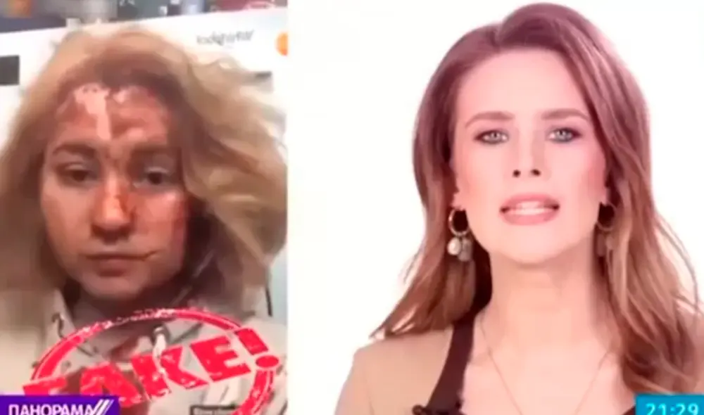 La noticia 'falsa' de Tania en un canal de Bielorrusia. Foto: BBC