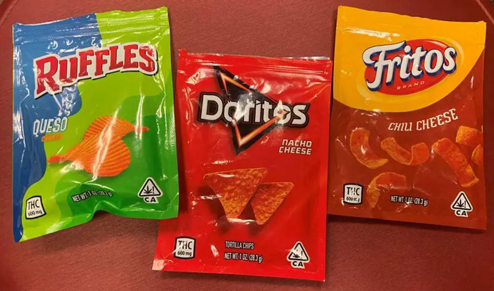 Ruffles, Doritos y Fritos son algunas de las marcas imitadas por negligentes vendedores de golosinas que contienen THC. Foto: Oklahoma Bureau of Narcotics