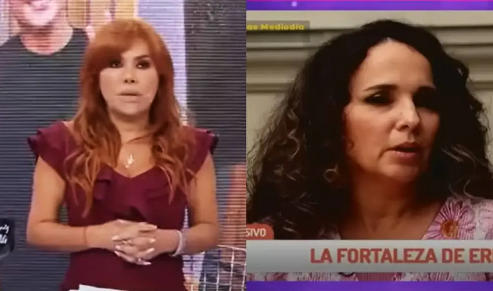 Magaly Medina comenta entrevista a Érika Villalobos en "Arriba mi gente". Foto: composición/ captura de ATV/ captura de Latina Magaly Medina comenta entrevista a Érika Villalobos en "Arriba mi gente". Foto: composición/ captura de ATV/ captura de Latina