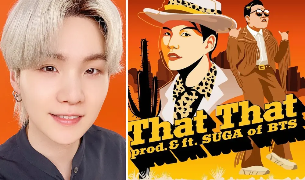 Suga fue confirmado para la colaboración con PSY en "That that" y ahora los fans de BTS difunden metas globales. Foto: composición La República / BIGHIT / P NATION Suga fue confirmado para la colaboración con PSY en "That that" y ahora los fans de BTS difunden metas globales. Foto: composición La República / BIGHIT / P NATION