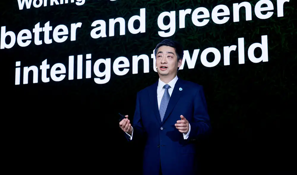 Ken Hu, presidente rotatorio de Huawei, durante la XIX Cumbre Mundial de Analistas. Foto: Huawei Ken Hu, presidente rotatorio de Huawei, durante la XIX Cumbre Mundial de Analistas. Foto: Huawei