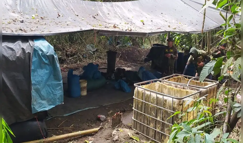 La poza fue incinerada por agentes antidrogas. Foto: PNP