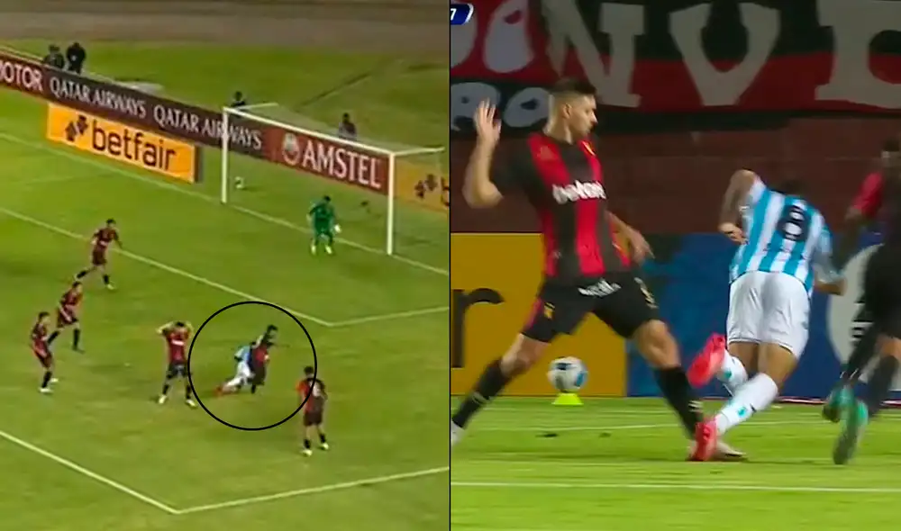 Melgar gana 1-0 a Racing al final del primer tiempo por Copa Sudamericana 2022. Foto: captura/composición de ESPN