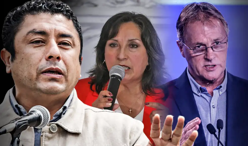 Guillermo Bermejo señaló que su bancada respetará la decisión que tome el JNE sobre Dina Boluarte tras la vacancia a Jorge Muñoz. Foto: composición de Fabrizio Oviedo/La República