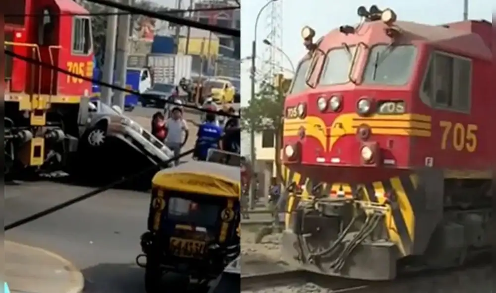 Tren se chocó contra auto. Serenazgo ya retiró el vehículo. Foto: captura de Canal N Tren se chocó contra auto. Serenazgo ya retiró el vehículo. Foto: captura de Canal N