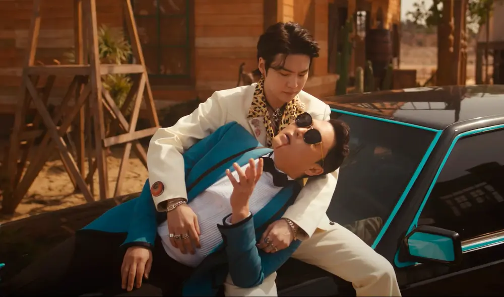 Suga y PSY en "That that". Videoclip superó los 6 millones de vistas en 5 horas. Foto: captura YouTube