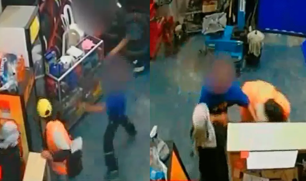 El ladrón fue retenido por el trabajador y un cliente de la tienda hasta la llegada de la Policía Nacional. Video: América TV El ladrón fue retenido por el trabajador y un cliente de la tienda hasta la llegada de la Policía Nacional. Video: América TV