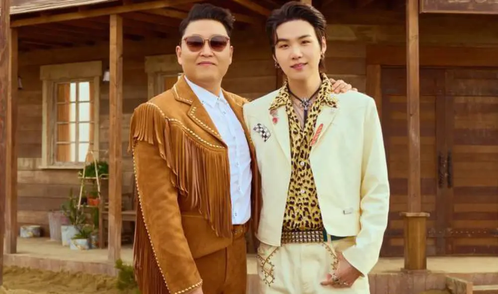 PSY colaboró con Suga de BTS en "That that", canción que lidera listas de popularidad en las plataformas musicales. Foto: Instagram/@42psy42