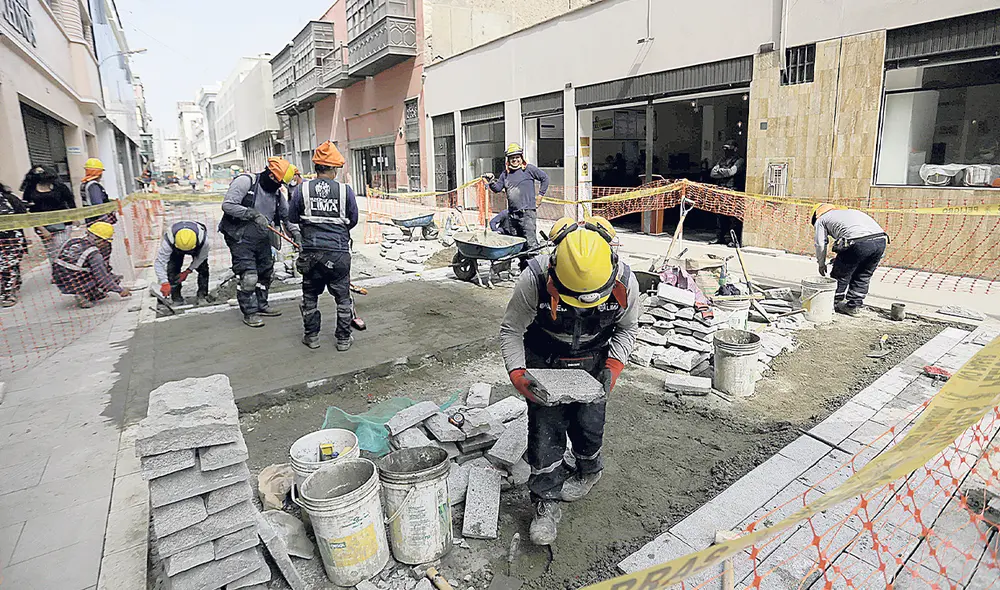 Obras. La meta es peatonalizar 41 cuadras en el Centro de Lima. Foto: Gerardo Marín/La República