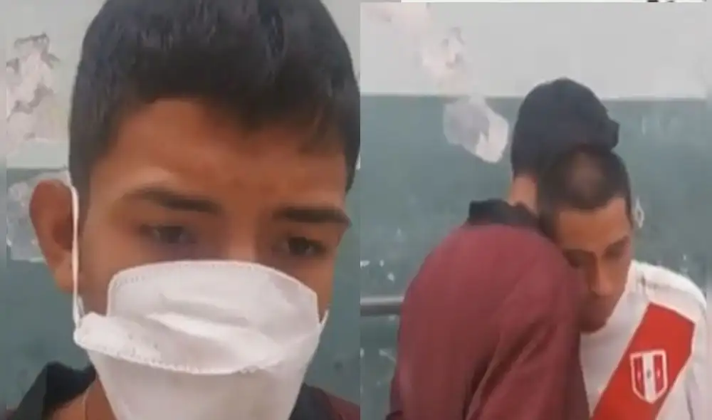 Ambos ladrones se abrazaron para intentar que la víctima se apiade de ellos. Foto: captura de América Ambos ladrones se abrazaron para intentar que la víctima se apiade de ellos. Foto: captura de América