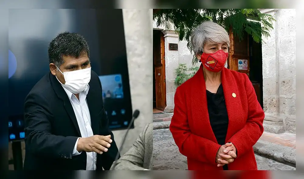 Cuestionados. Legisladores Jaime Quito y María Agüero fueron impedidos de ser parte de actividades por el día del trabajador en Arequipa. Foto: Composición La República