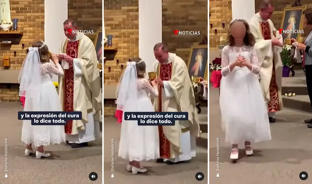 La pequeña olvidó que solo debía tomar un sorbo de vino. Foto: captura de TikTok La pequeña olvidó que solo debía tomar un sorbo de vino. Foto: captura de TikTok