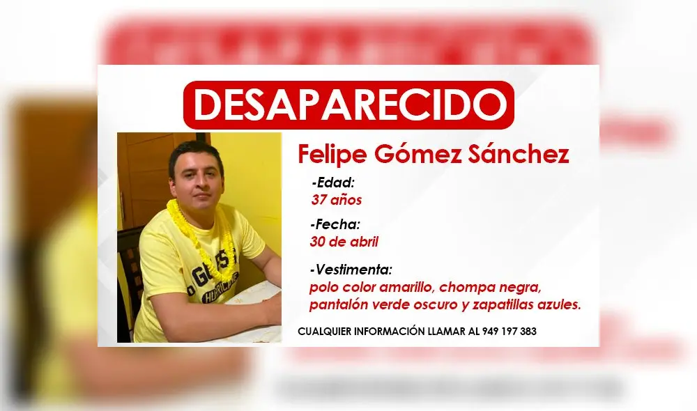 El hombre está desaparecido desde el sábado 30 de abril. Foto: La República El hombre está desaparecido desde el sábado 30 de abril. Foto: La República