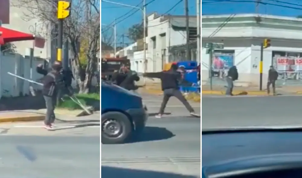 El hombre que usaba muletas estaba instalado en una esquina y pedía dinero a los choferes de la zona. Foto: captura de YouTube El hombre que usaba muletas estaba instalado en una esquina y pedía dinero a los choferes de la zona. Foto: captura de YouTube
