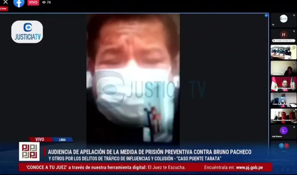 El Poder Judicial declaró fundado el pedido de 36 meses de prisión preventiva contra Bruno Pacheco. Foto: captura de Justicia TV El Poder Judicial declaró fundado el pedido de 36 meses de prisión preventiva contra Bruno Pacheco. Foto: captura de Justicia TV