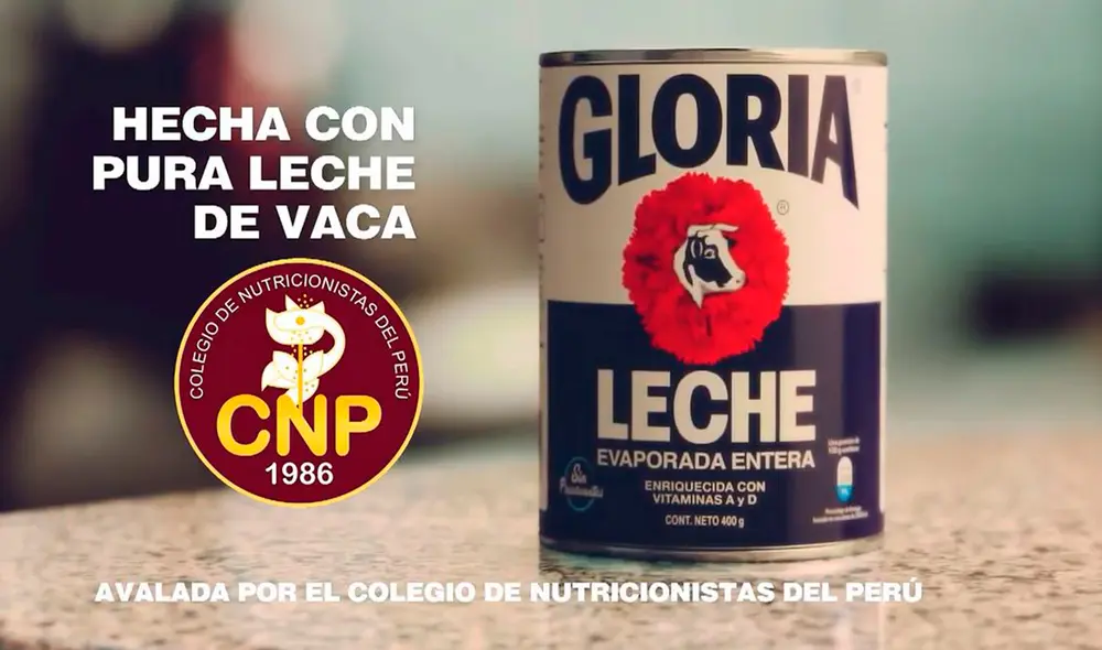 El aval aparece en los spots publicitarios de la leche evaporada de Gloria. Foto: captura Youtube