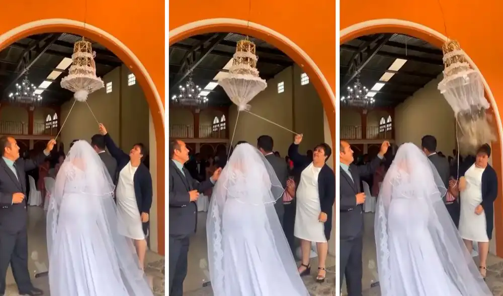 Una mujer era la encargada de darle la bienvenida a la pareja; sin embargo, no midió su fuerza y desató la cuerda de una campana antes de tiempo. Foto: captura de Facebook Una mujer era la encargada de darle la bienvenida a la pareja; sin embargo, no midió su fuerza y desató la cuerda de una campana antes de tiempo. Foto: captura de Facebook