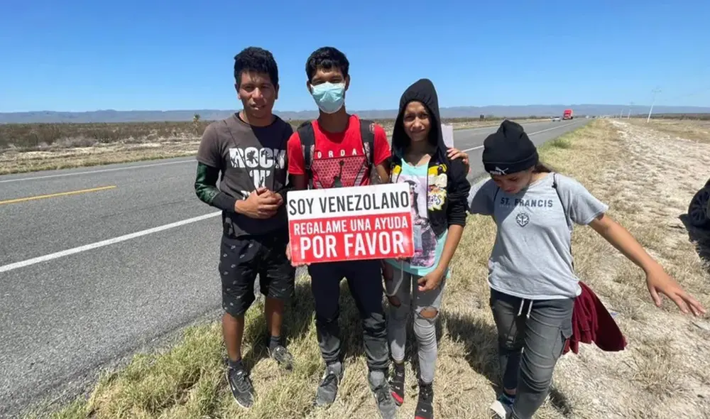 La familia conformada por José, Edyan, Gabriela y Greysi recorre a pie 8 países hasta llegar a Estados Unidos. Foto: Telediario