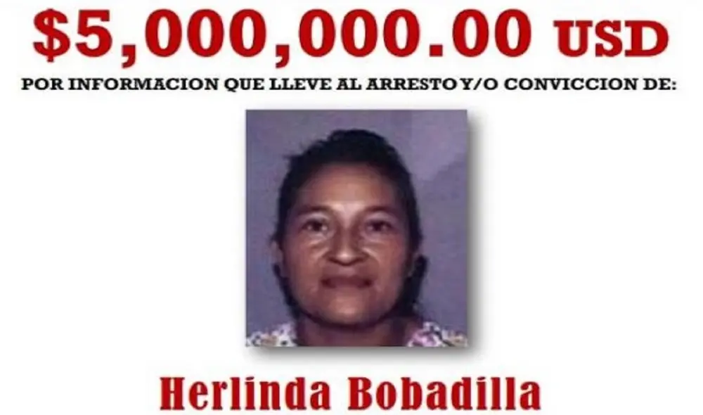 Herlinda Bobadilla es una de las más buscadas por la DEA. Foto: @StateINL/Twitter Herlinda Bobadilla es una de las más buscadas por la DEA. Foto: @StateINL/Twitter