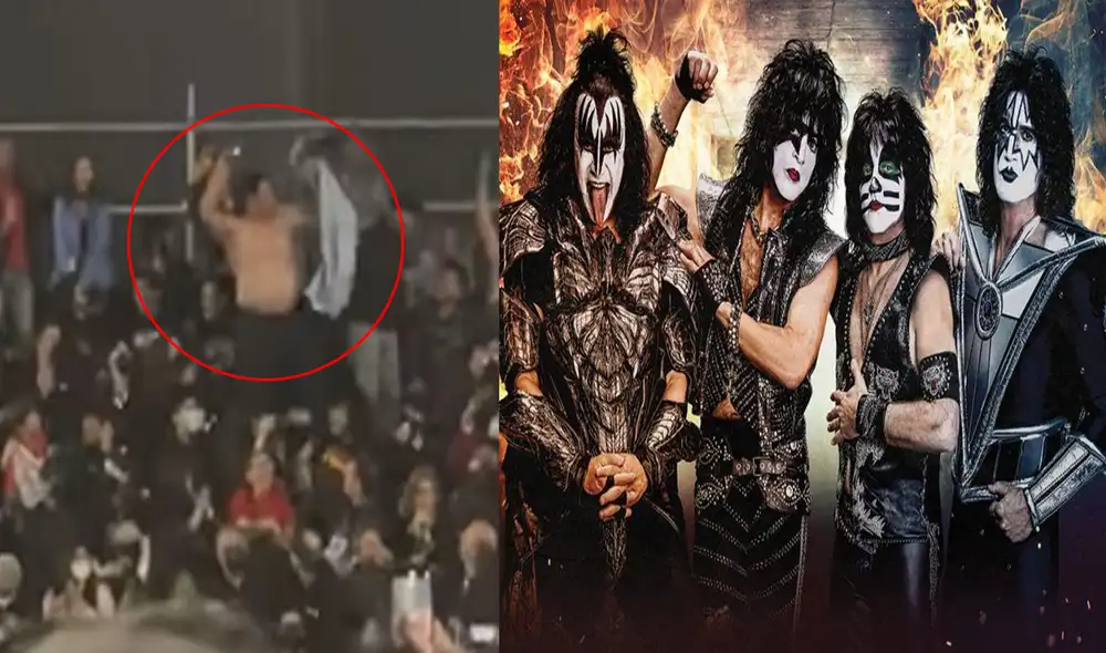 La reacción del fanático fue ovacionada por el público que aguardaba la salida al escenario de Kiss. Foto: captura de Facebook La reacción del fanático fue ovacionada por el público que aguardaba la salida al escenario de Kiss. Foto: captura de Facebook