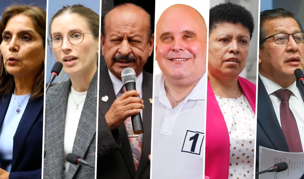 De izquierda a derecha: Patricia Juárez (FP), Adriana Tudela (AvP), Wilmar Elera (SP), Jorge Morante (FP), Martha Moyano (FP) y Eduardo Salhuana (APP). Foto: composición de Fabrizio Oviedo / La República De izquierda a derecha: Patricia Juárez (FP), Adriana Tudela (AvP), Wilmar Elera (SP), Jorge Morante (FP), Martha Moyano (FP) y Eduardo Salhuana (APP). Foto: composición de Fabrizio Oviedo / La República