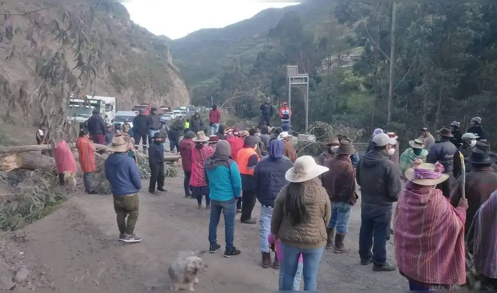 Ciudadanos usaron troncos de árbol para reclamar que se reactiven trabajos en vía de comunicación. Foto: