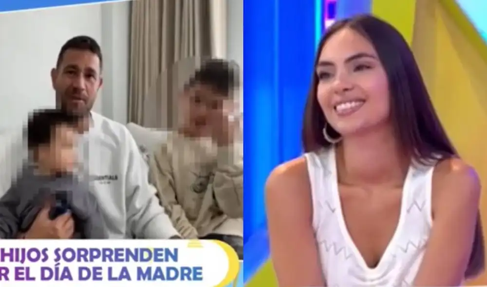 Natalie Vértiz se emociona al ver a Yaco Eskenazi y a sus hijos dedicándole tierno mensaje. Foto: composición/ captura de América TV Natalie Vértiz se emociona al ver a Yaco Eskenazi y a sus hijos dedicándole tierno mensaje. Foto: composición/ captura de América TV