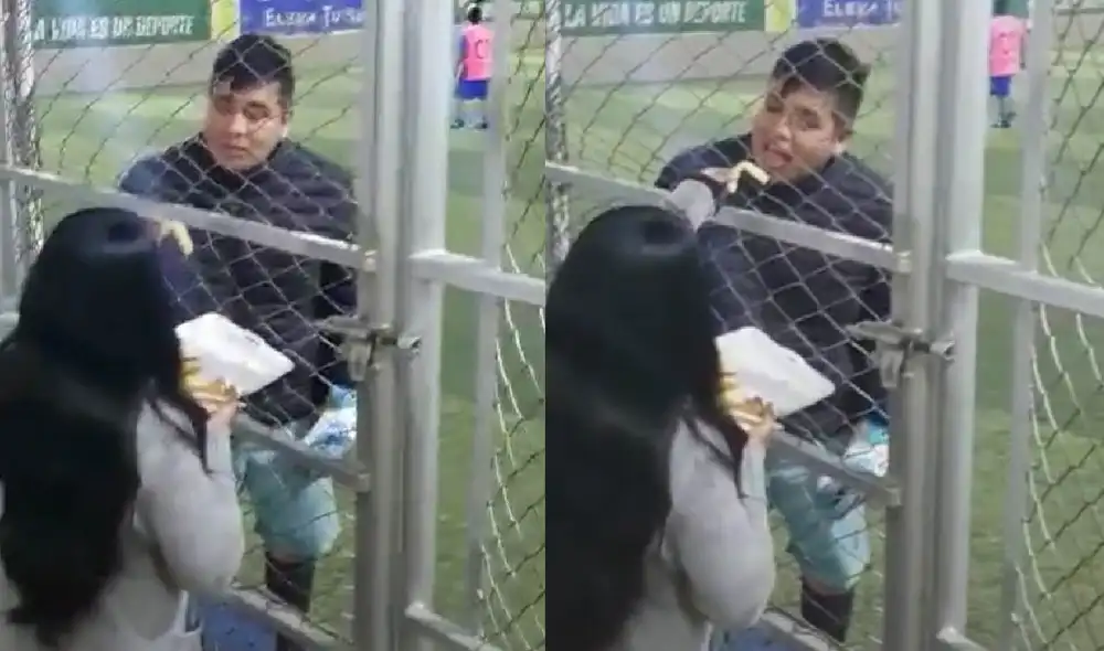 El muchacho se dio un momento para descansar y alimentarse en pleno partido. Foto: captura de TikTok El muchacho se dio un momento para descansar y alimentarse en pleno partido. Foto: captura de TikTok