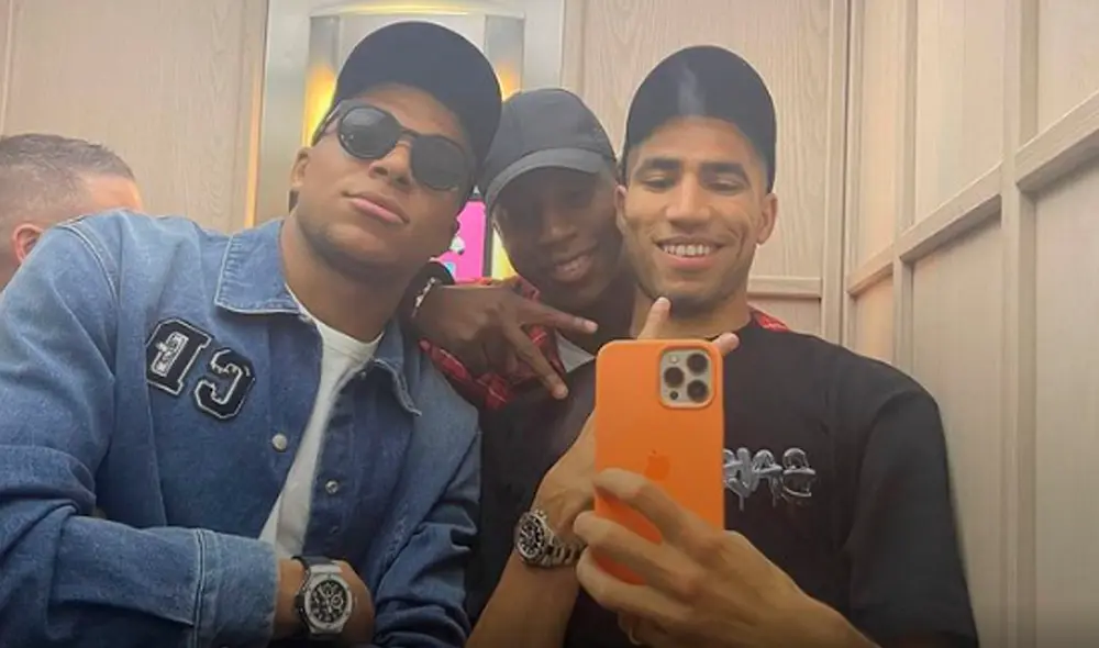 Kylian Mbappé junto a Achraf Hakimi en su visita a Madrid. Foto: Instagram