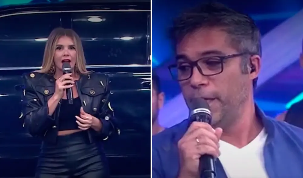 Johanna San Miguel le dio la bienvenida a Renzo Schuller al programa de "Esto es guerra". Foto: captura América TV.