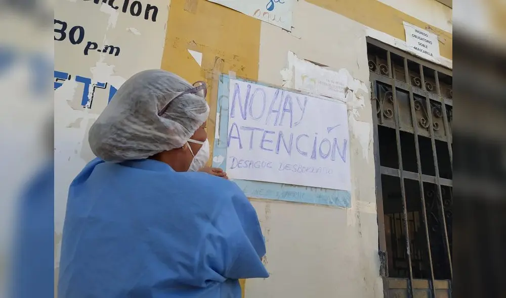 Así comunicaron a la ciudadanía en los exteriores del establecimiento. Foto: Rosa Quincho/URPI-LR