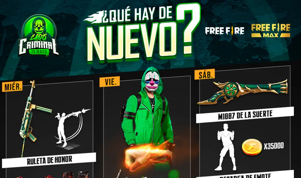 Las novedades que Garena trae para la segunda semana de mayo. Foto: Twitter Garena Las novedades que Garena trae para la segunda semana de mayo. Foto: Twitter Garena