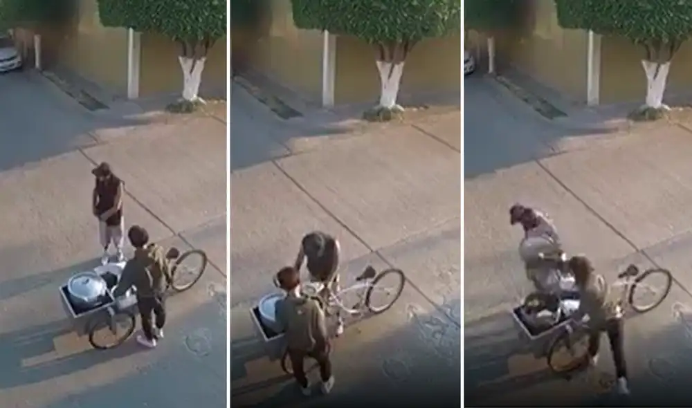 El vendedor no tuvo mejor idea que defender su negocio golpeando al ladrón con el utensilio de su cocina. Foto: captura de Facebook El vendedor no tuvo mejor idea que defender su negocio golpeando al ladrón con el utensilio de su cocina. Foto: captura de Facebook