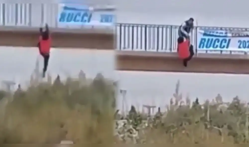 El hombre resultó ileso gracias a la acción del taxista y los demás transeúntes. Foto: El Clarín/Twitter