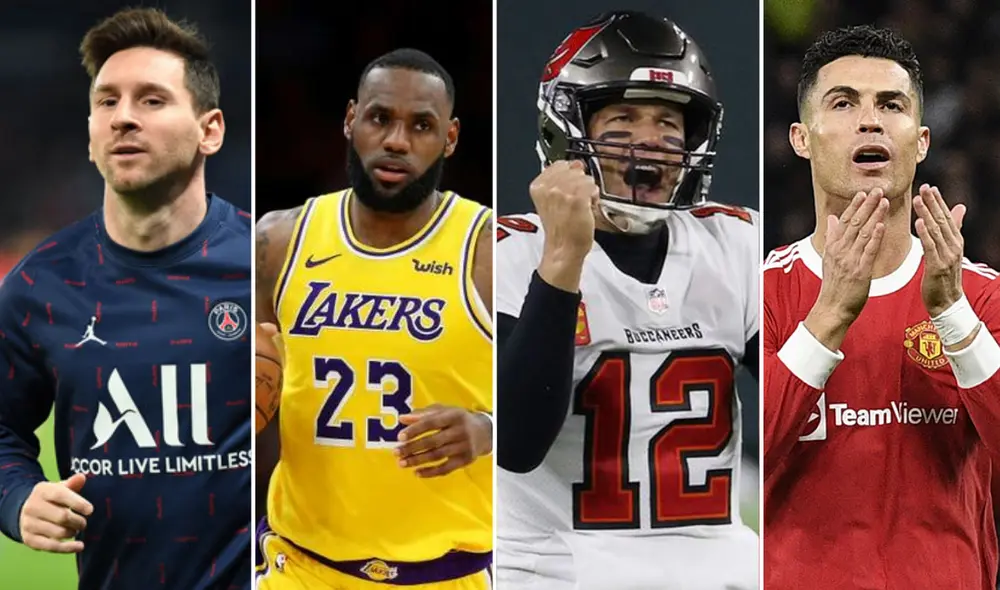 Lionel Messi, Lebron James, Tom Braddy y Cristiano Ronaldo forman parte de la lista de los 10 deportistas que más dinero ganan en el mundo. Foto: composición AFP
