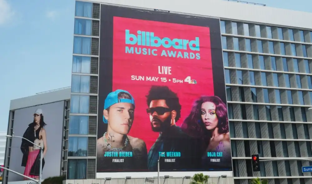 El anuncio de los Billboard Music Awards 2022 en las calles de Estados Unidos. Foto: Billboard Music Awards.