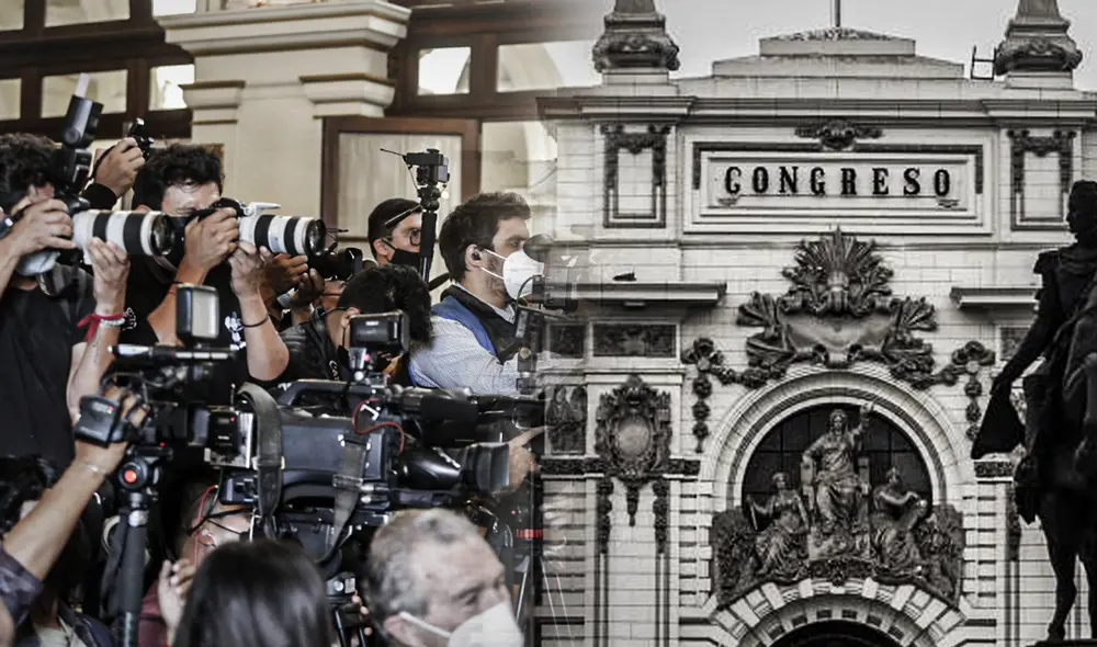 Este 12 de mayo, el periodista Augusto Álvarez Rodrich y la presidenta del CPP, María Eugenia Mohme, lograron ingresar al Congreso para presentar una petición dirigida a María del Carmen Alva. Foto: composición Jazmín Ceras/La República