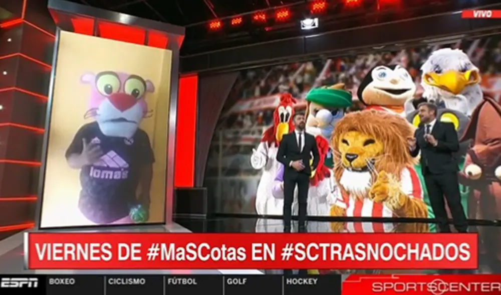 El programa recopiló los saludos de varias mascotas de clubes de fútbol. Foto: captura de ESPN