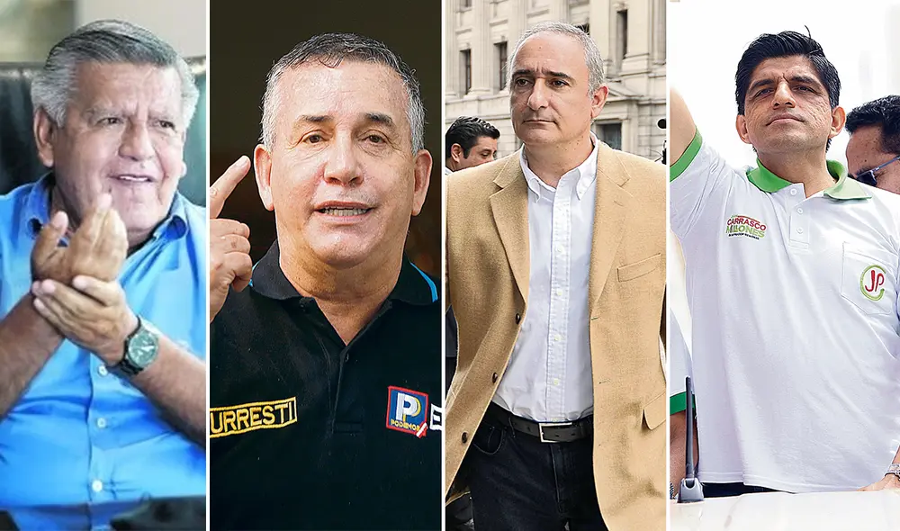 La Libertad. César Acuña postula con APP. Lima. Daniel Urresti participa con Podemos Perú. Callao. El excondenado Alex Kouri va con Somos Callao. Lambayeque. Juan Carrasco va con Juntos por el Perú. Foto: composición/La República